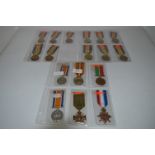 Seventeen Assorted WWI Medals; Mercantile and Marine, French War Medal, Six Victory Medals, etc.