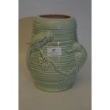 Clarice Cliff Newport Pottery Green Vase "Budgerigars"