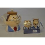 Tetleys Tea Folk Teapot and Egg Cups