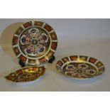 Royal Crown Derby Imari Pattern; Two Dishes and a Pin Dish