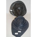 Pair of Leather Wall Mounted Face Masks "Middle Eastern Ladies"