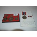 WWII Defence Medal and Mint USA Coins