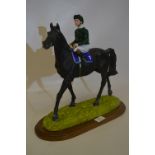 Large Racing Horse and Jockey Figurine