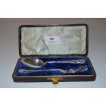 Cased Hallmarked Silver Fork and Spoon 1917