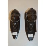 Pair of Wall Mounted Carved Ebony African Figures