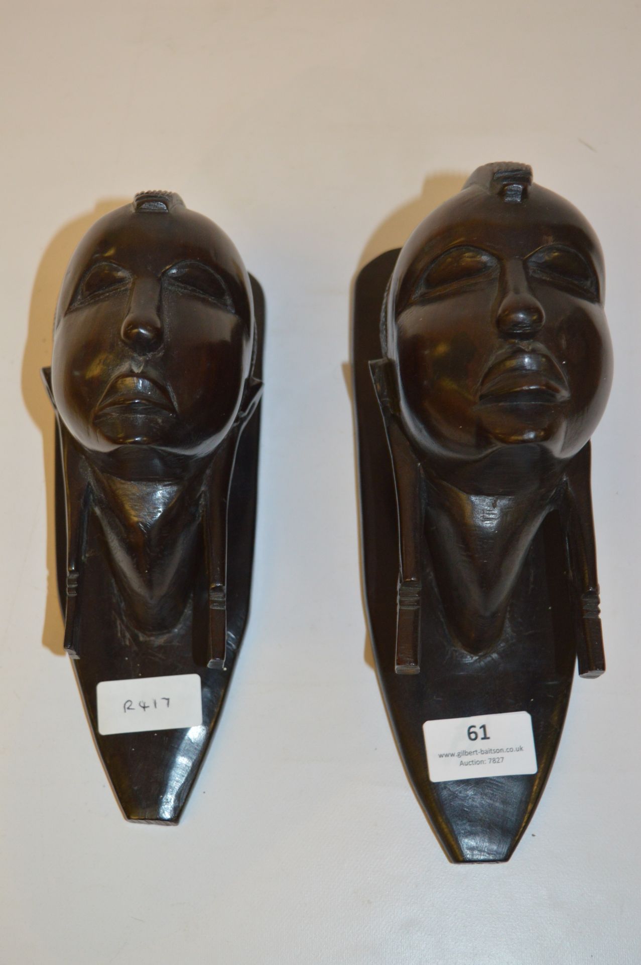 Pair of Wall Mounted Carved Ebony African Figures