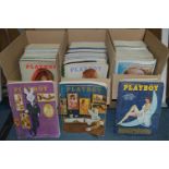 Three Boxes Containing Sixty Eight Playboy Magazines 1968-1973