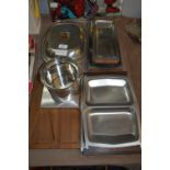 Danish Stainless Steel and Teak Serving Trays