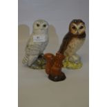 Two Royal Doulton Whiskey Bottles "Snowy Owl" and "Short Eared Owl" with a Whiskey Bottle Squirrel