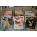 Three Boxes Containing Eighty Playboy Magazines 1980-1986