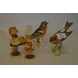 Two Goebel Figurines and Two Goebel Birds