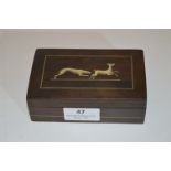 Small Walnut Trinket Box with Ivory Hunting Scene Inlay