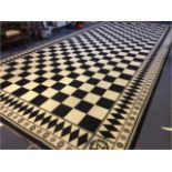 Large Checked Pattern Masonic Carpet 12'3"x15'7"