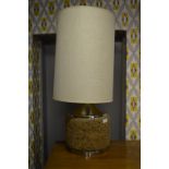 1970s Cork and Chrome Table Lamp with Shade