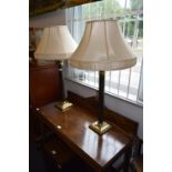 Pair of Tall Brass Corinthian Column Table Lamps