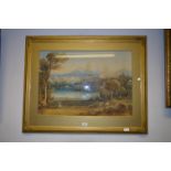 Gilt Framed Watercolour "Continental Landscape" Unsigned