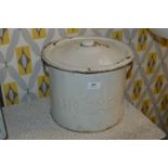 White Enameled Circular Bread Bin