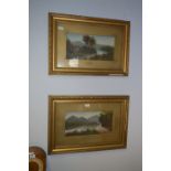 Pair of Gilt Framed Paintings "Country River Landscapes"