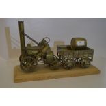 Ornamental Brass Steam Engine and Wagon
