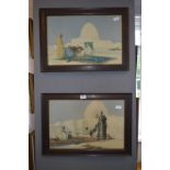 Pair of Oak Framed Prints "Arabian Scenes"