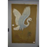 Framed Painting on Cloth "Heron" Signed Franzley