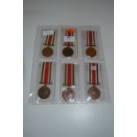 Six Police Long Service Medals with Ribbons