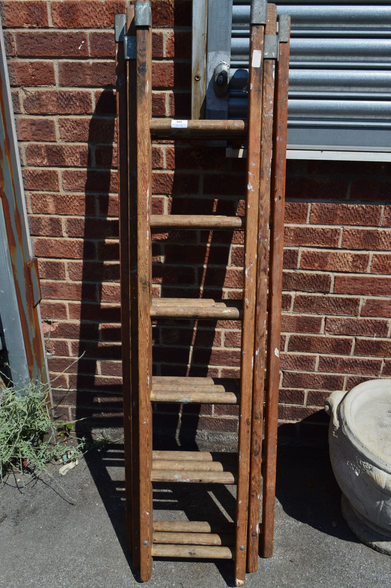 Set of Three Section Wooden Ladders
