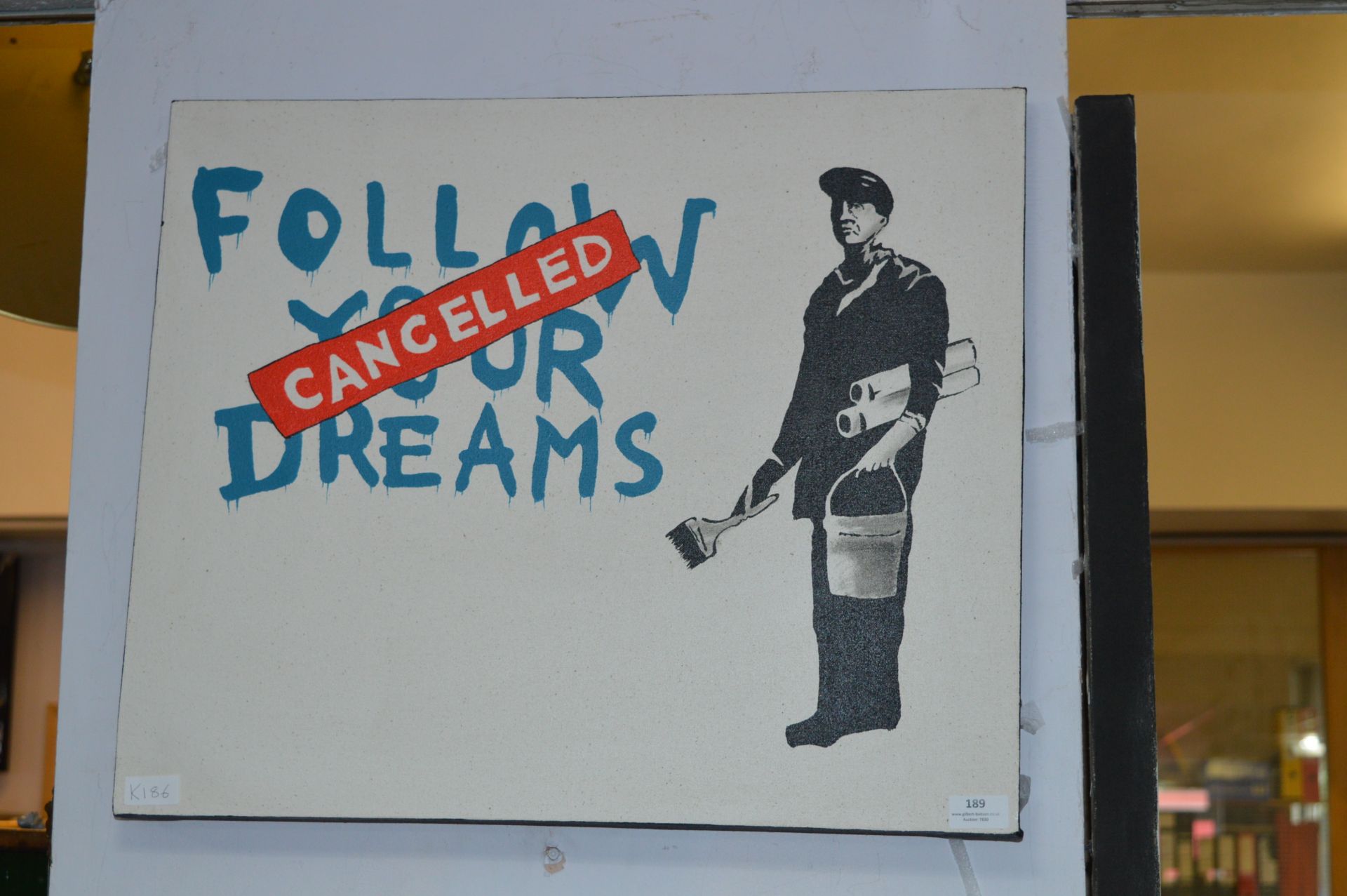 Banksy Painting on Canvas "Follow Your Dreams"