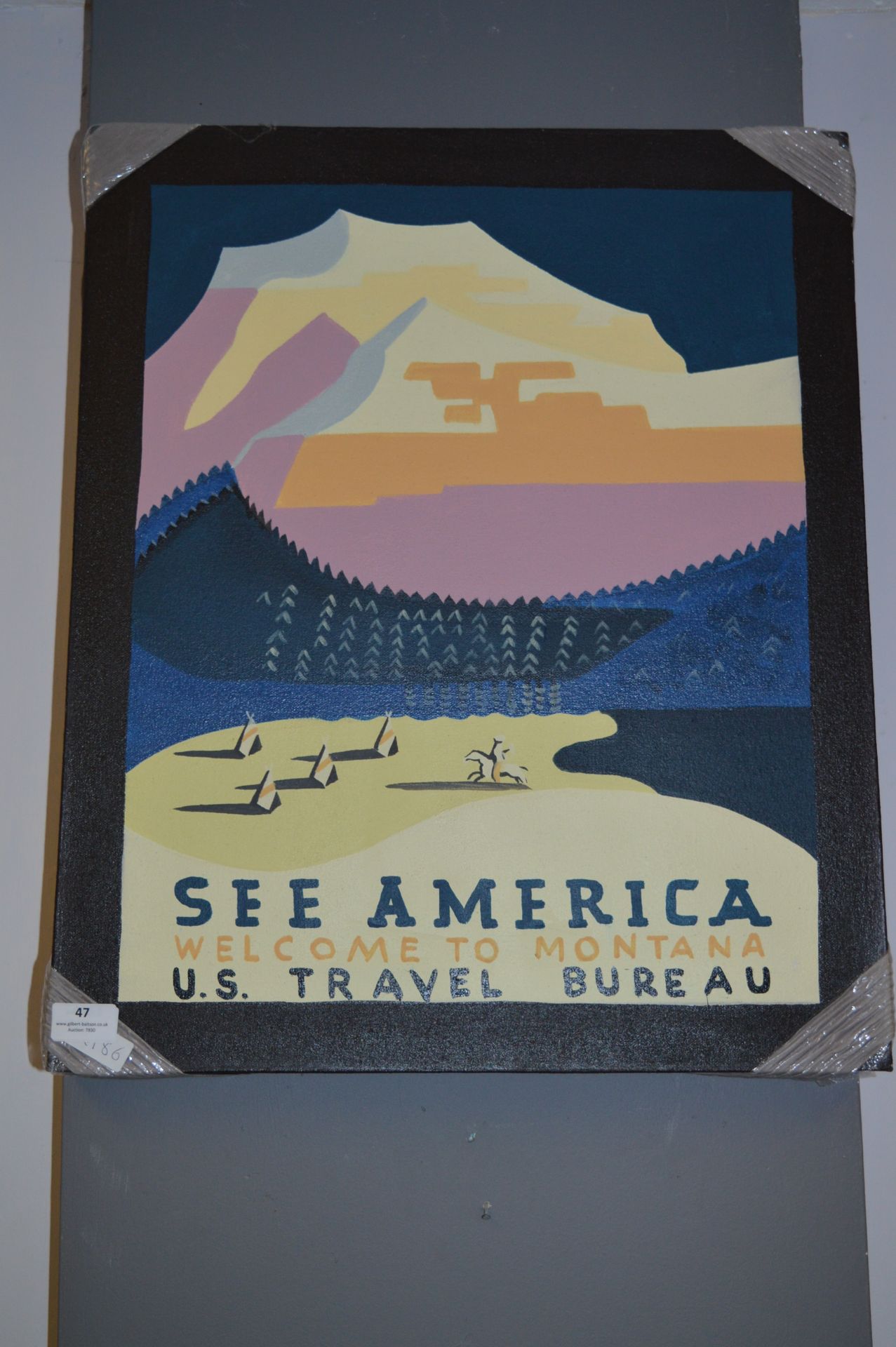 Unframed Printed Canvas "See America, Welcome to Montana"