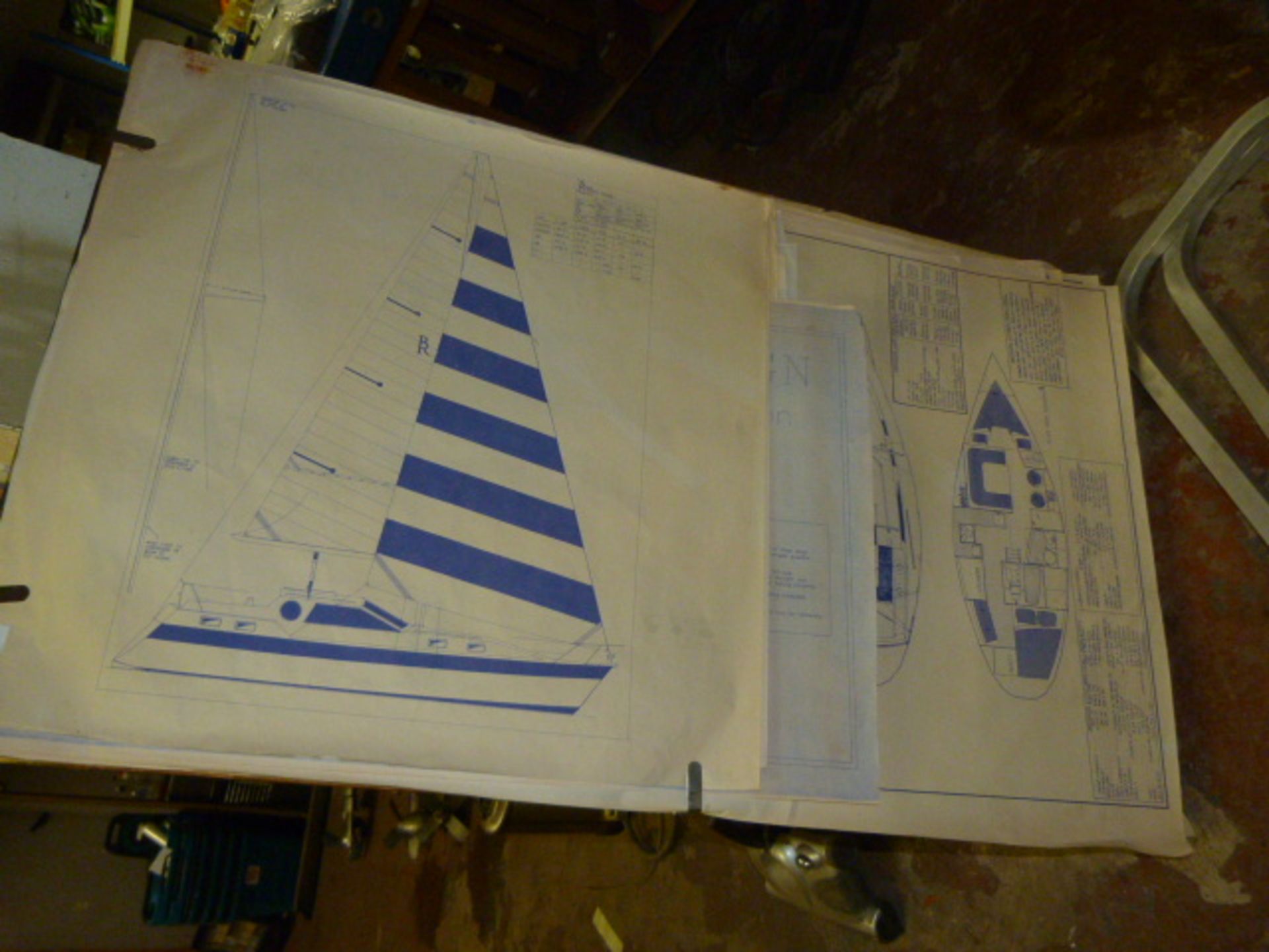 Two Drawing Boards with Assorted Yacht Plans