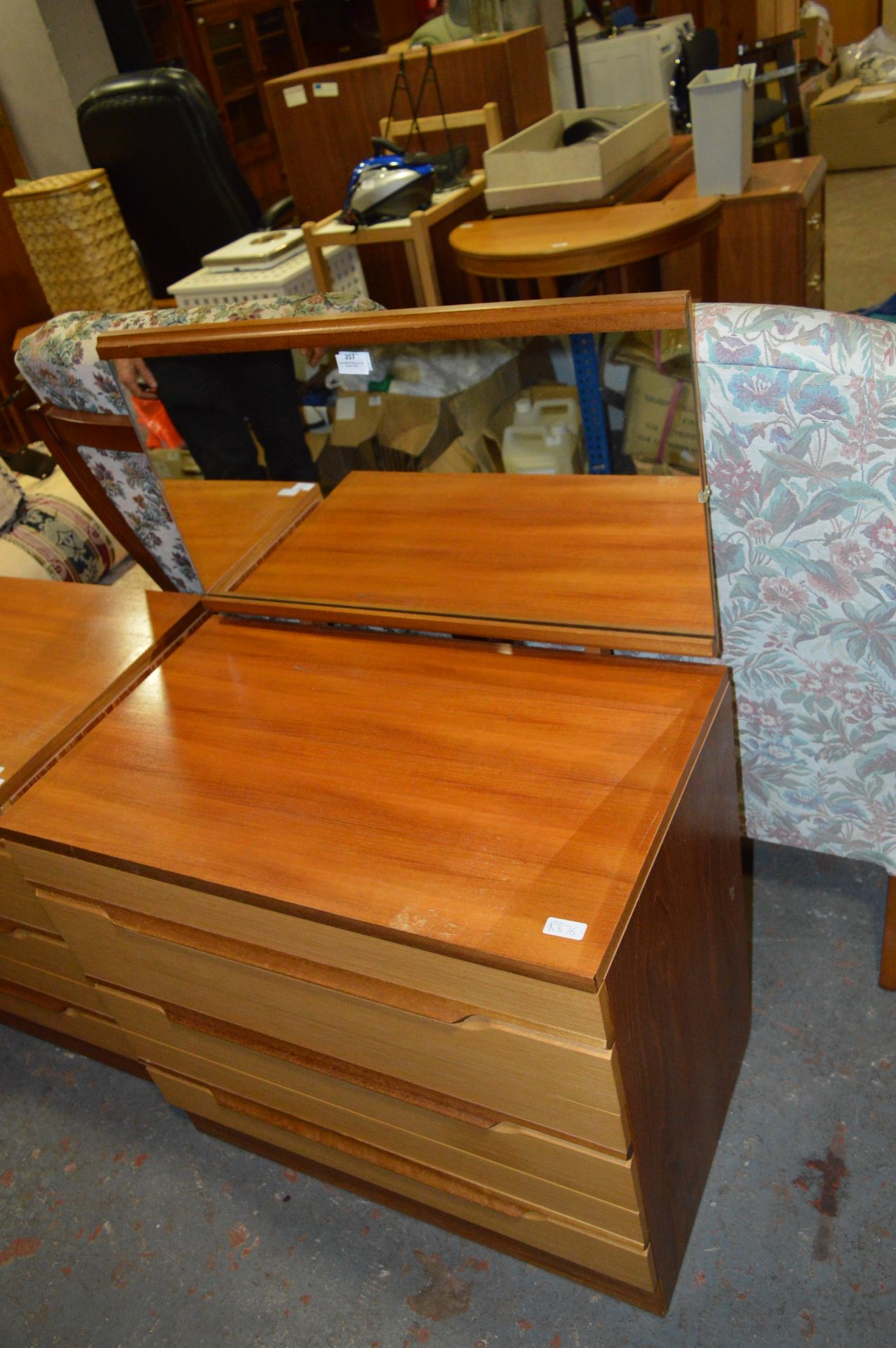 Teak Three Drawer Dressing Table