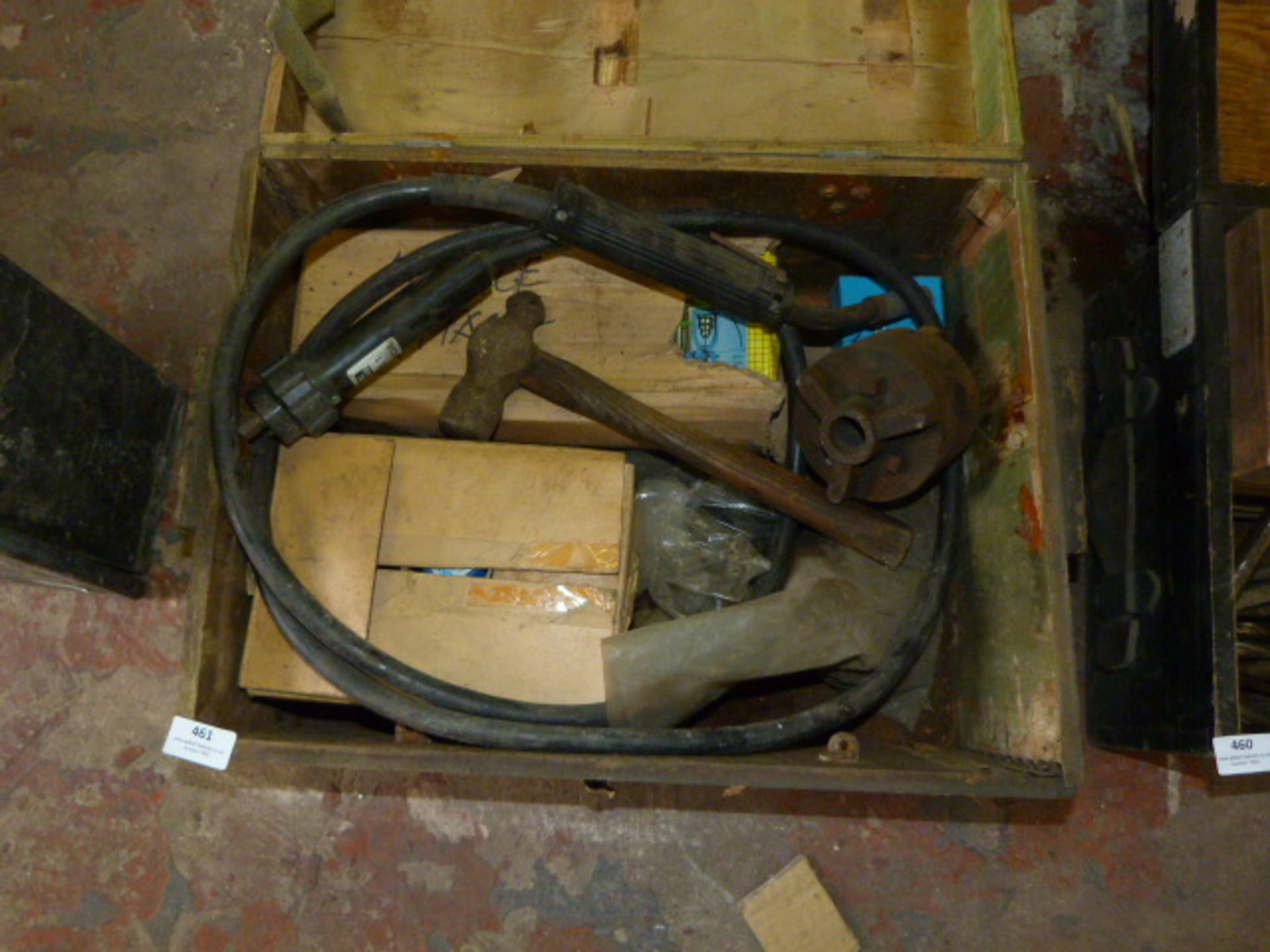 Pine Box Containing Assorted Engineers Tools