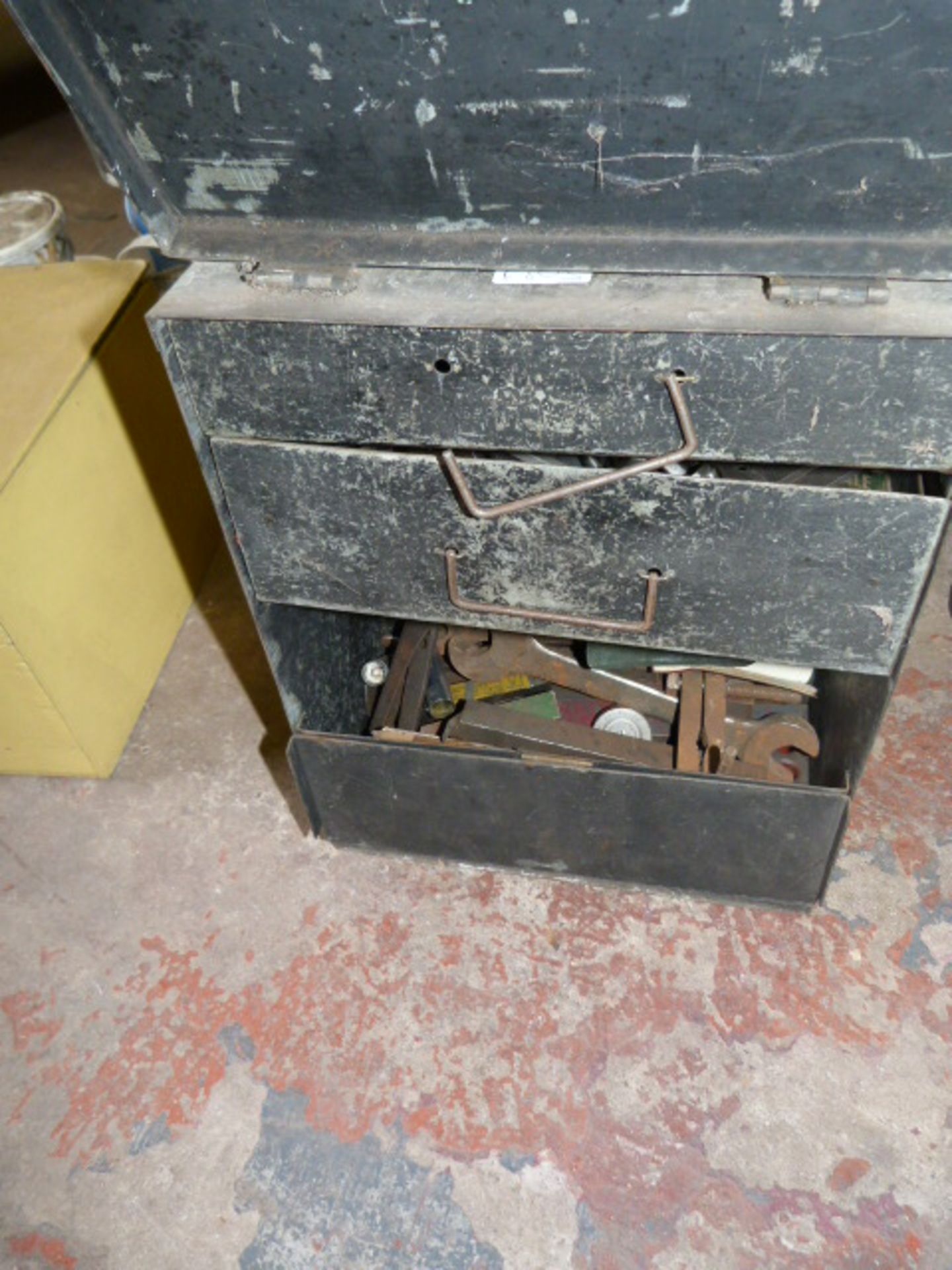 Metal Box Containing Assorted Engineers Tools