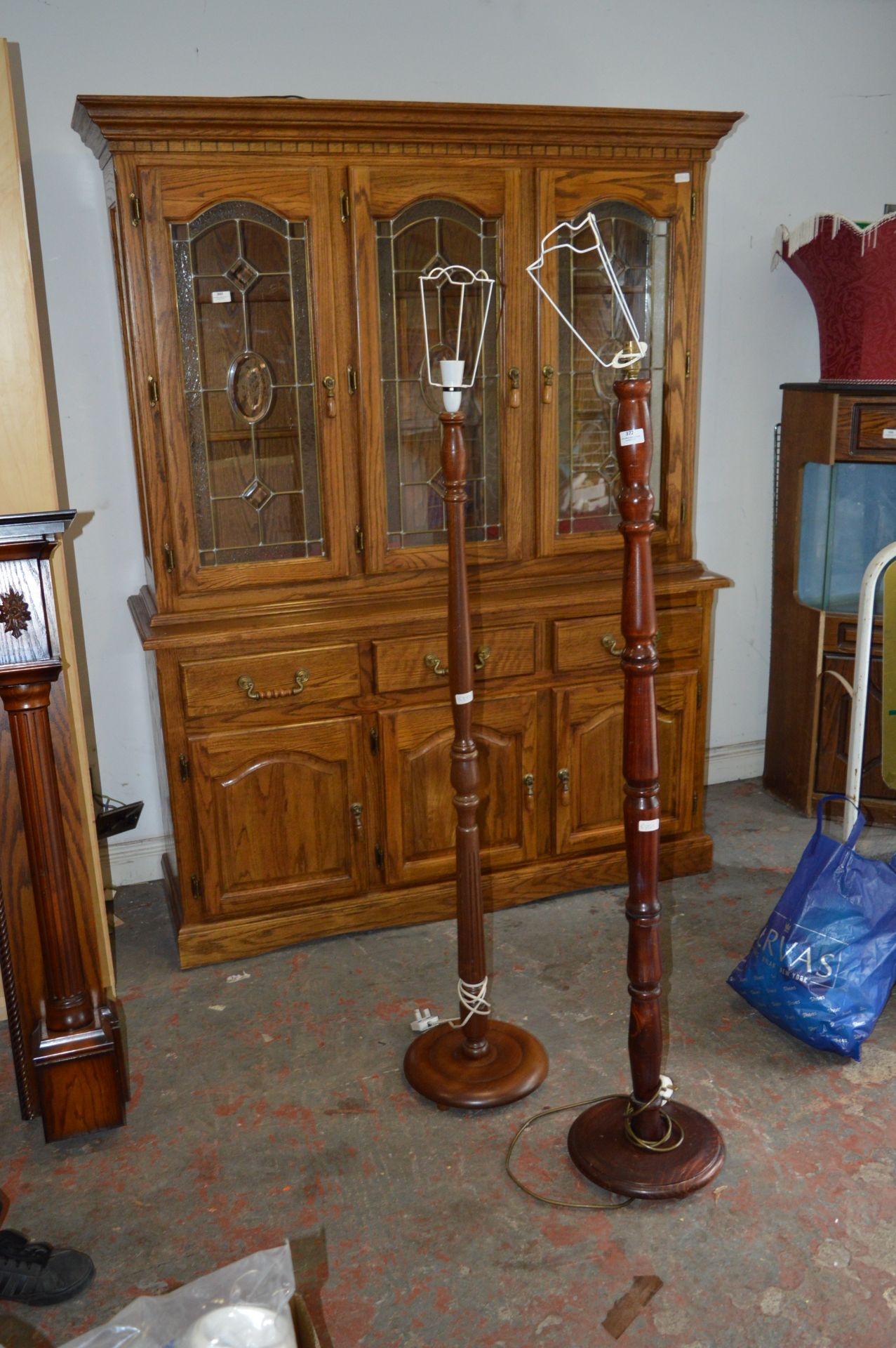 Two Turned Wood Standard Lamps