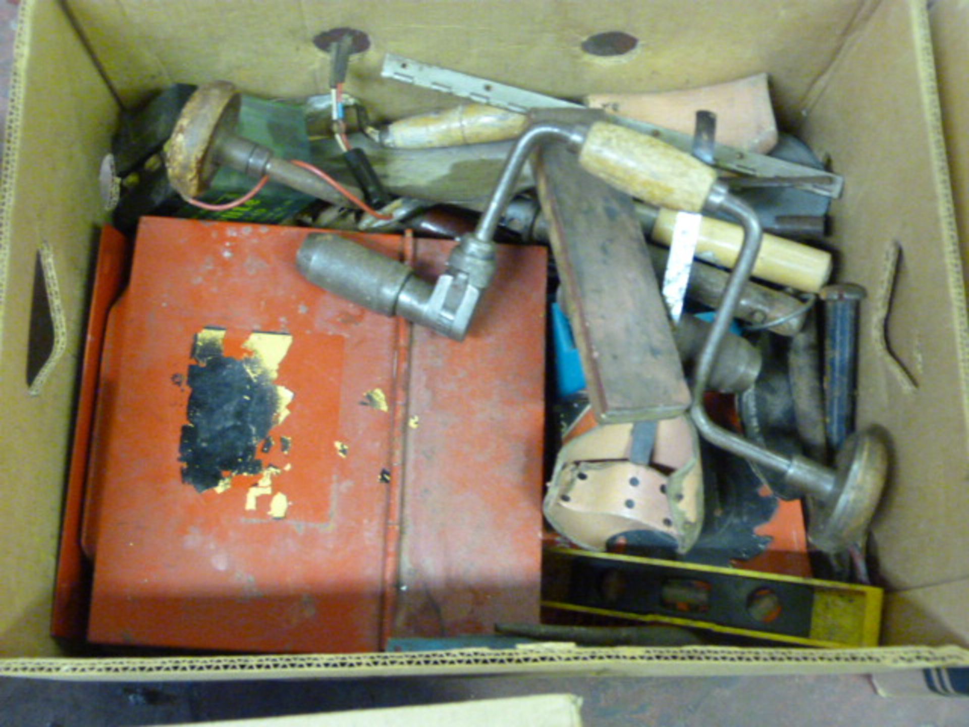 Box Containing Assorted Brace and Bits, Hand Tools, etc.