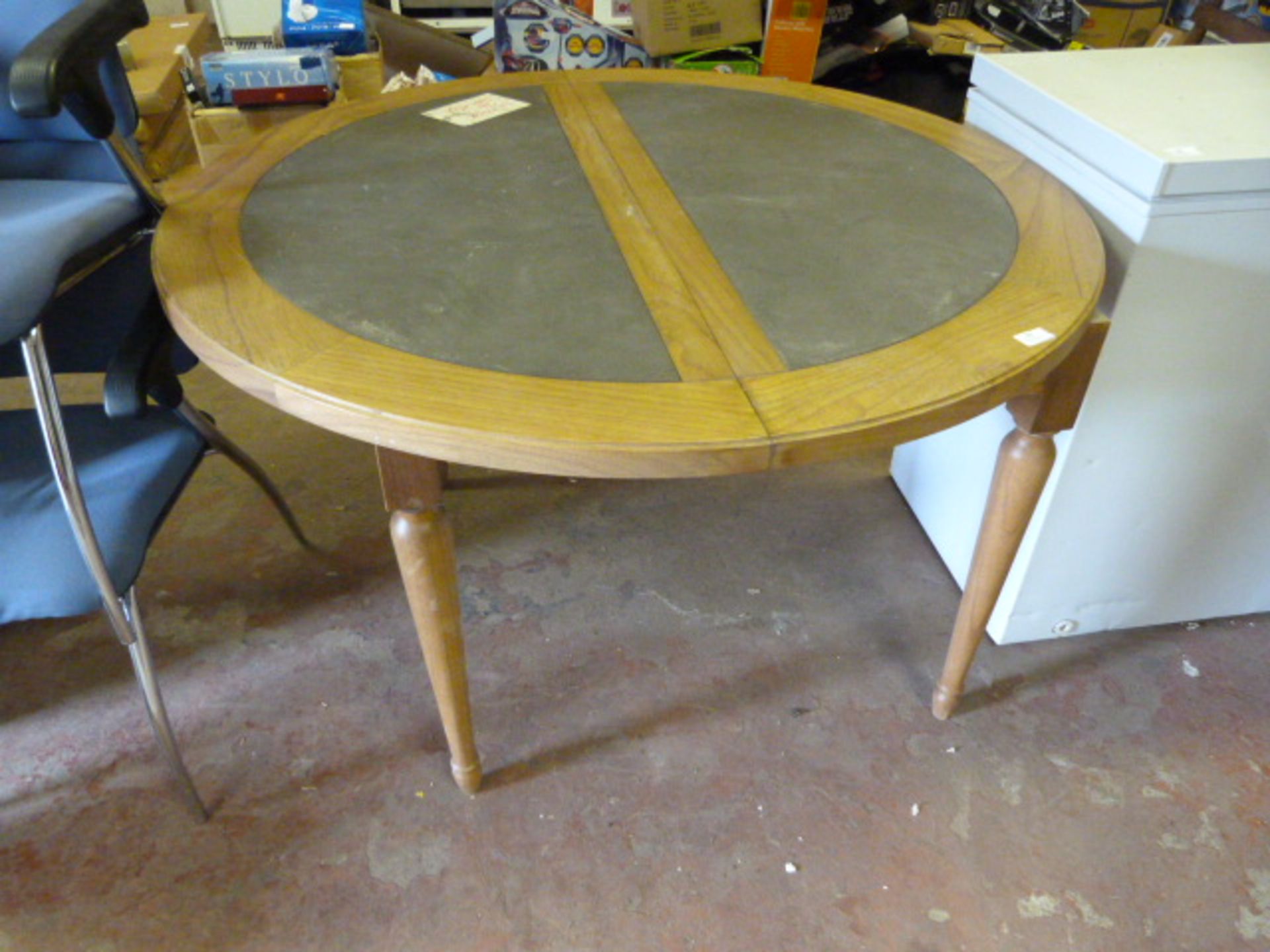 Circular Oak Table with Slate Top