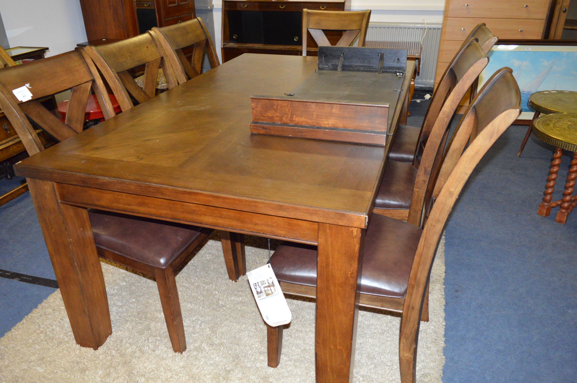 *Nine Piece Samson Dining Suite; Drawer Leaf Table and Chairs