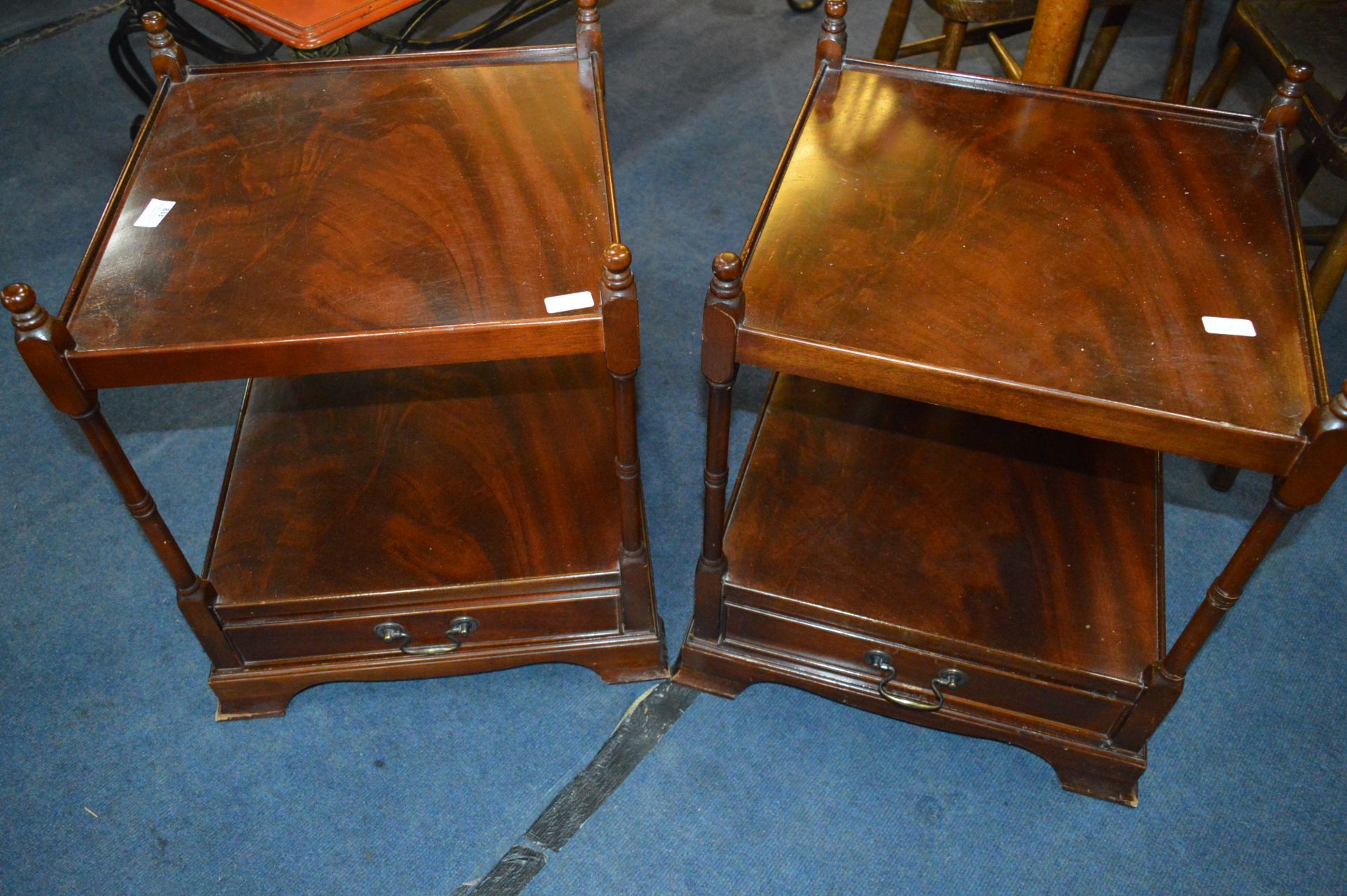 Pair of Mahogany Side Tables with Single Drawer Base