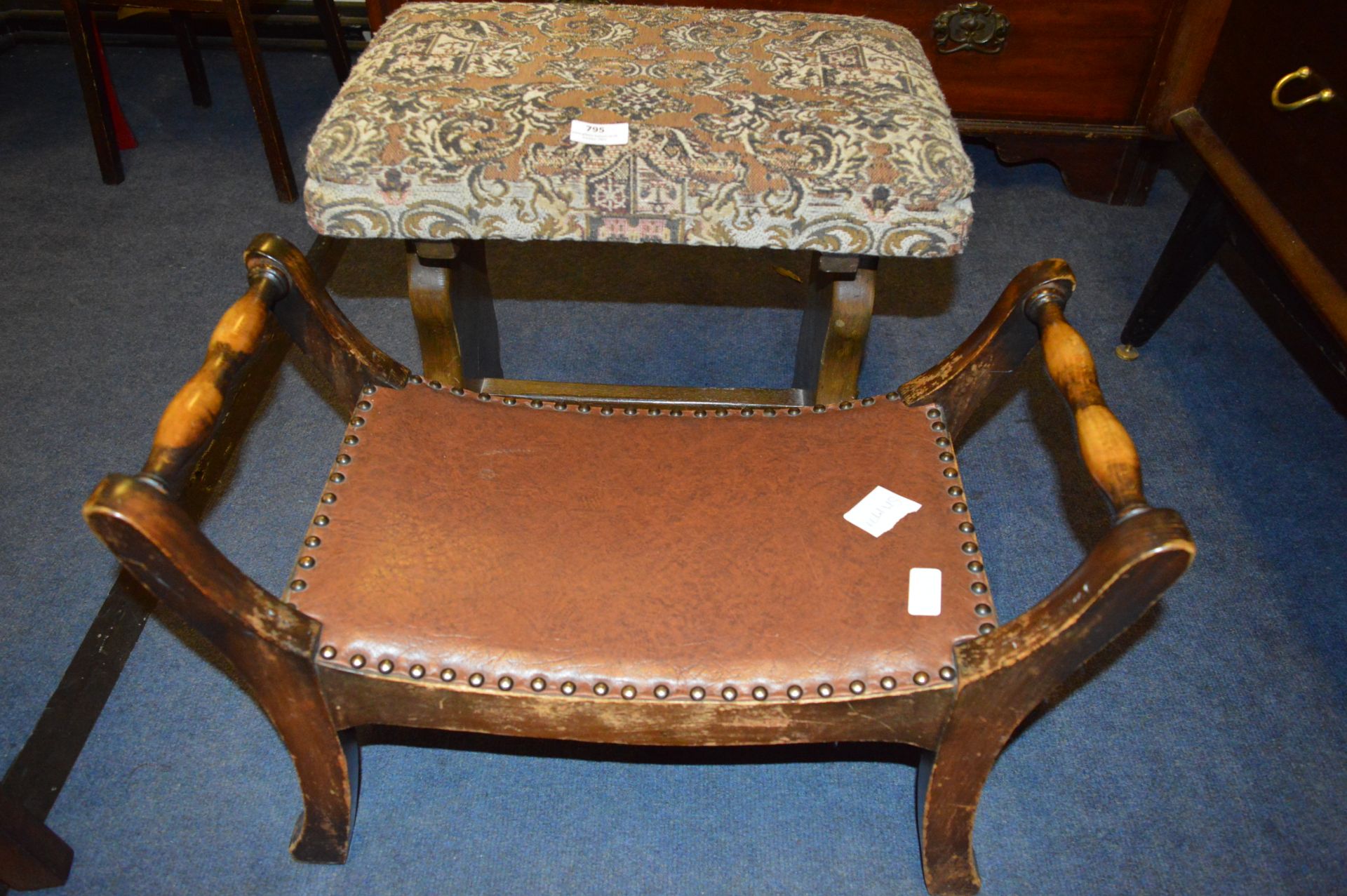 Two Stools One with Upholstered Seat