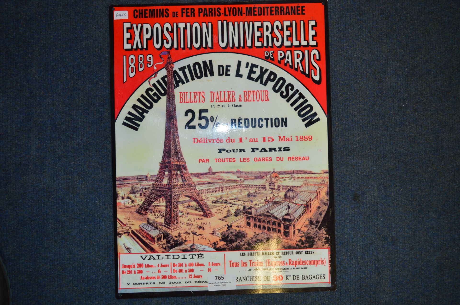 Metal Advertising Sign "Paris Eiffel Tower"