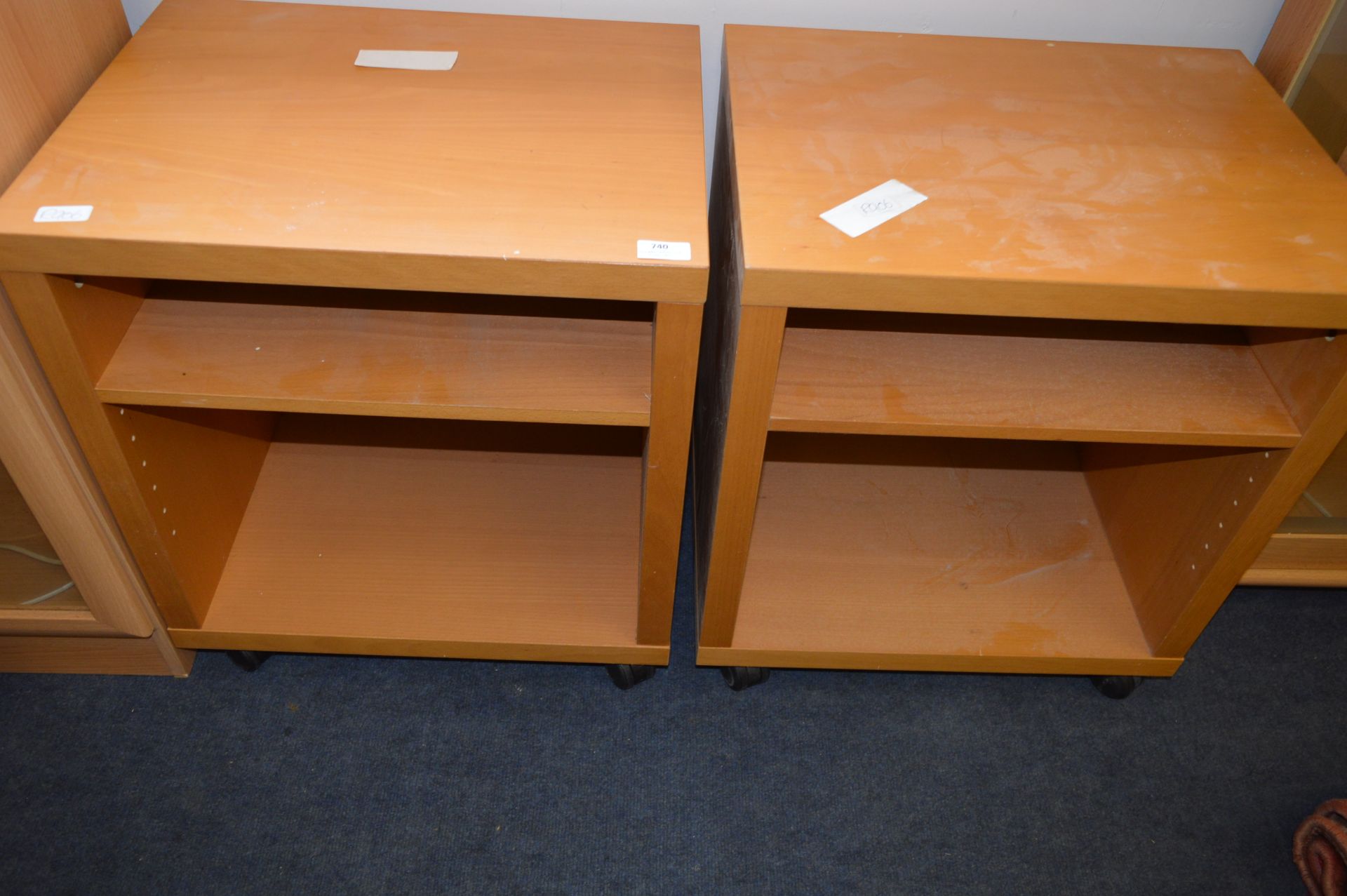 Pair of Beech Effect Side Cabinets