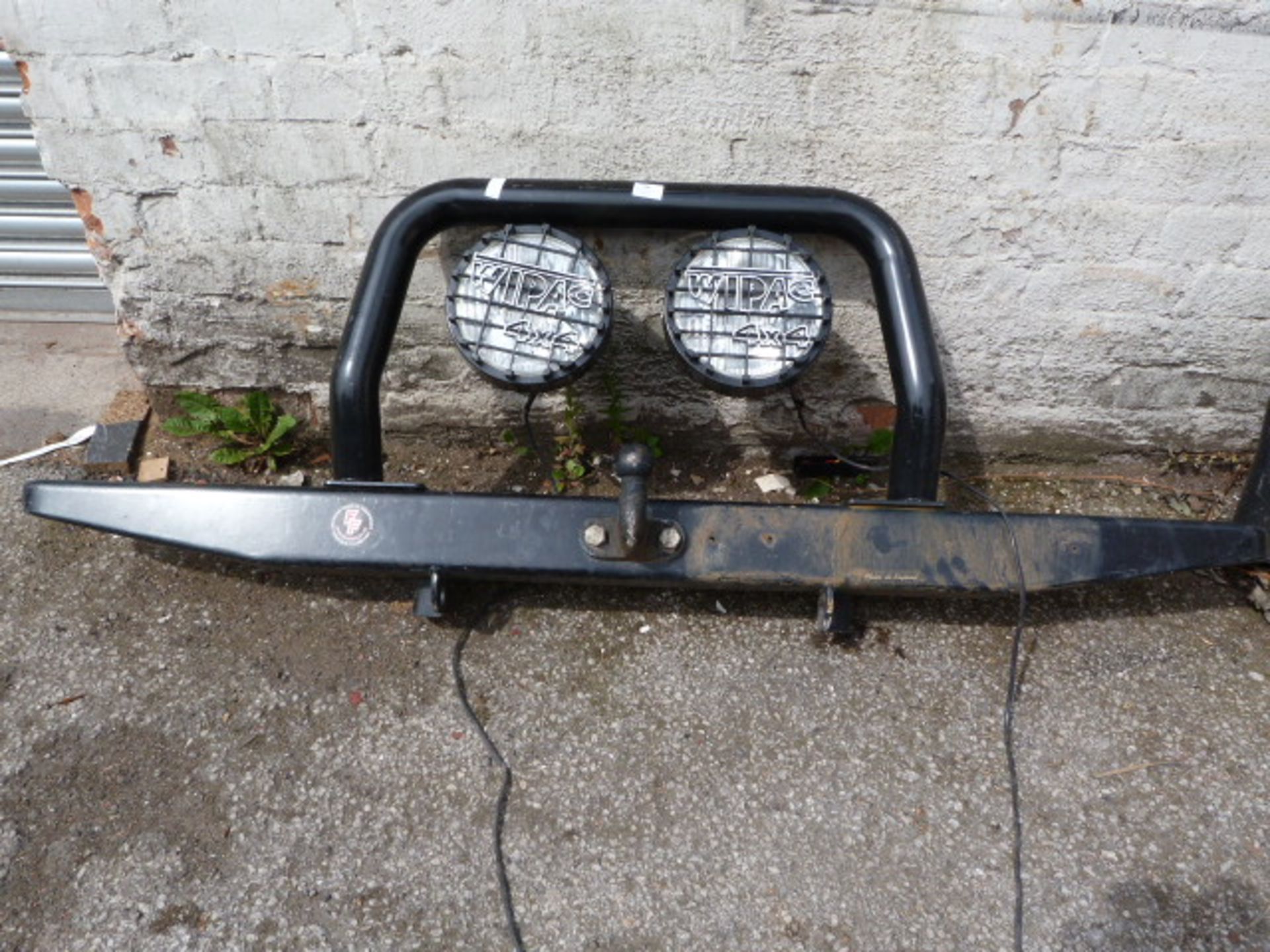 Land Rover Defender Front Bumper with Bull Bar, Winpac 4x4 Spotlamps and 50mm Ball Couplings