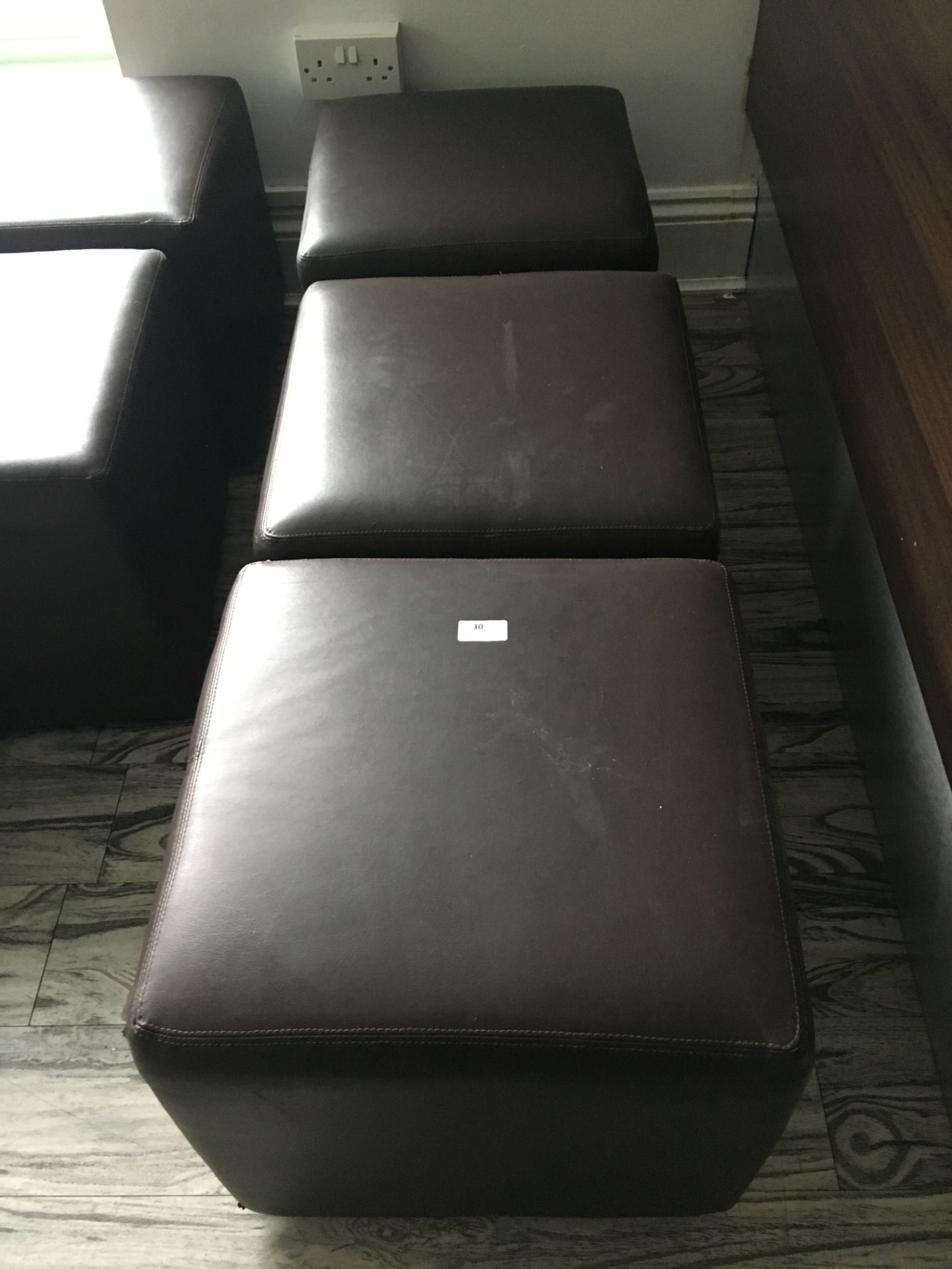 3 Brown Leatherette Stools