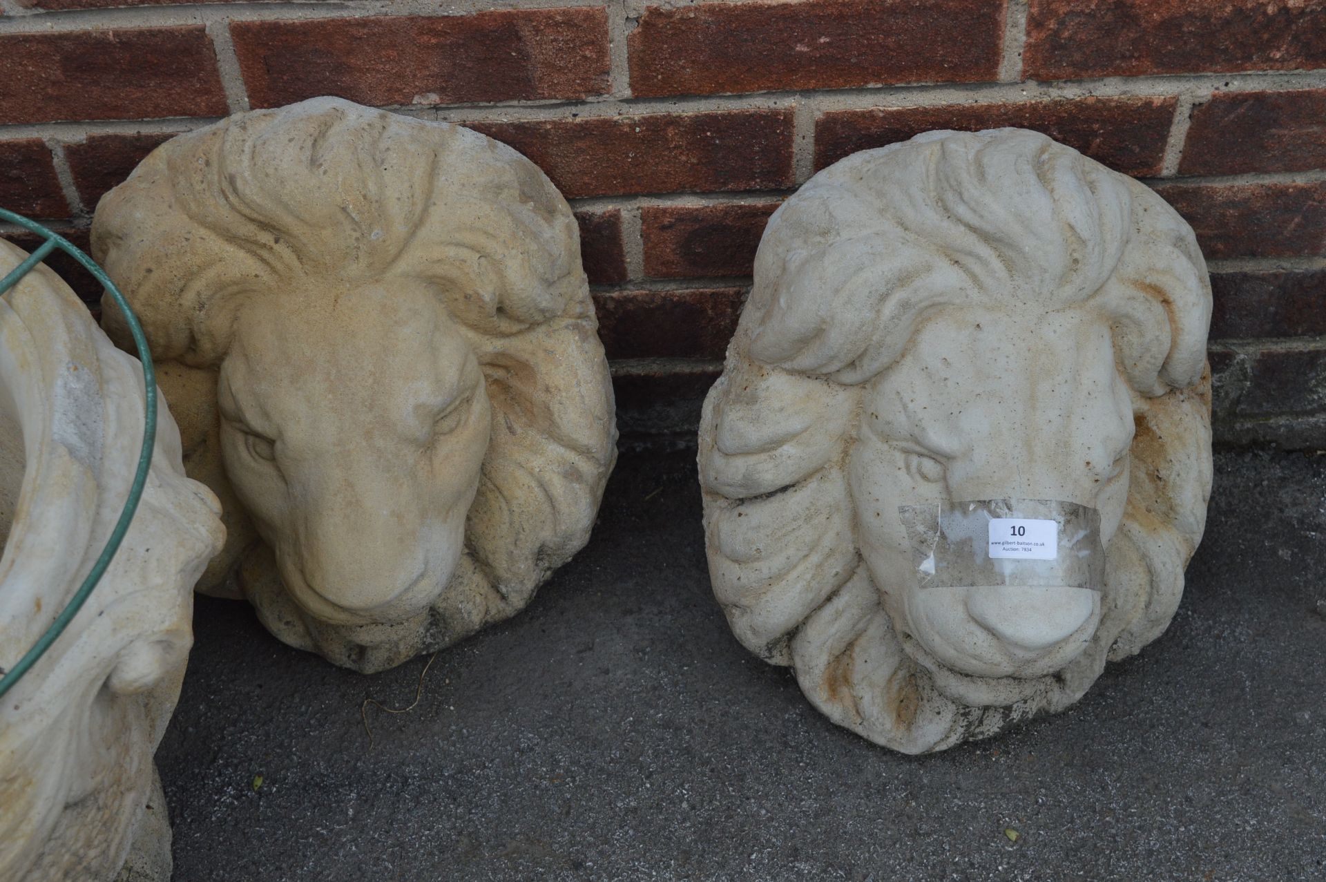 Pair of Reconstituted Limestone Lion Wall Masks