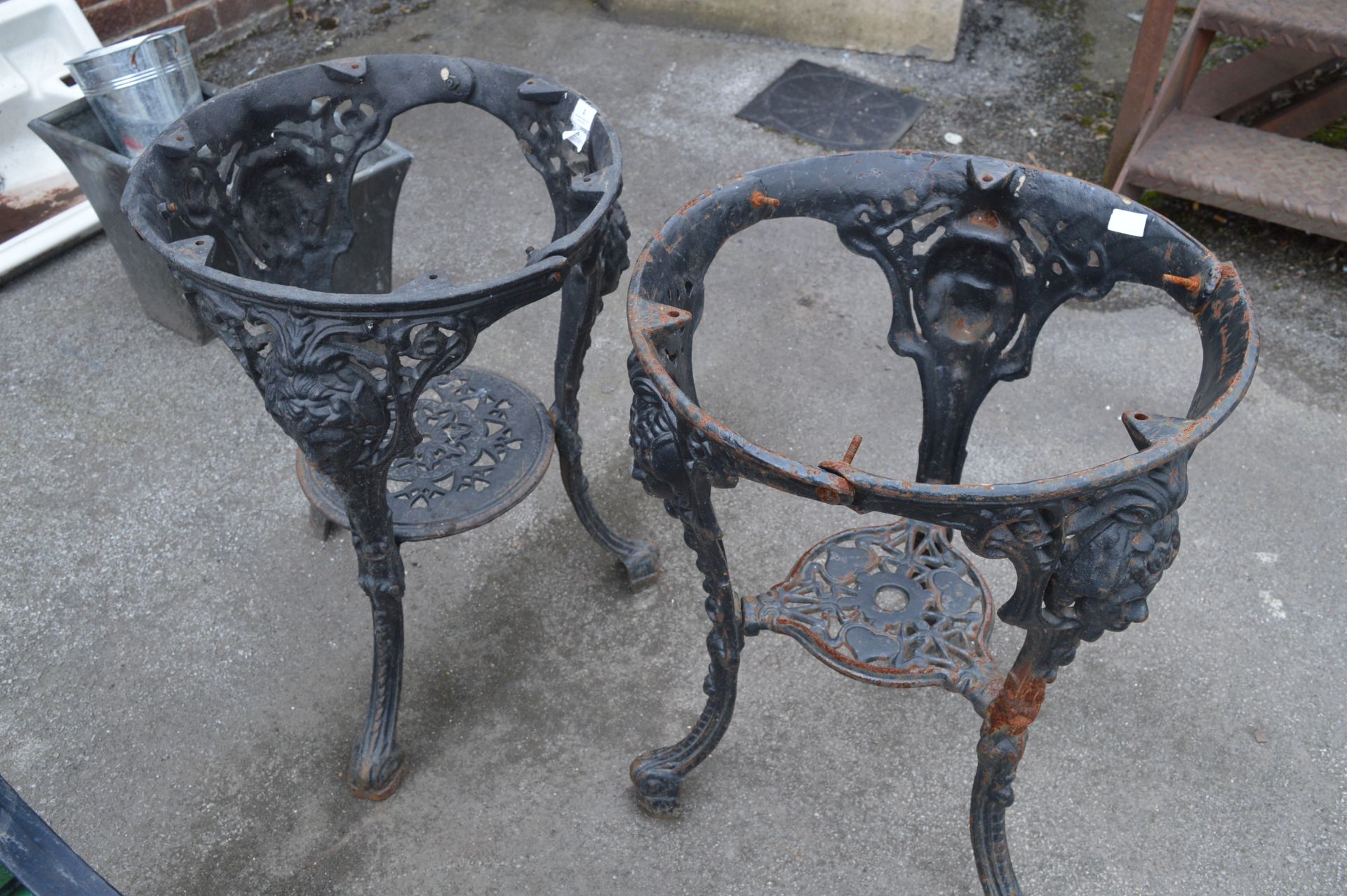 Pair of Cast Iron Pub Tables with Britannia Heads