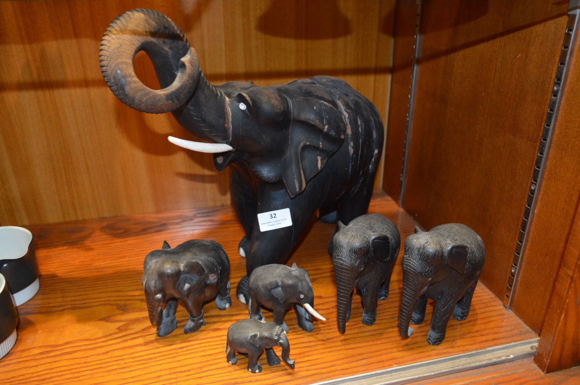 Selection of Carved Wood Elephant Ornaments