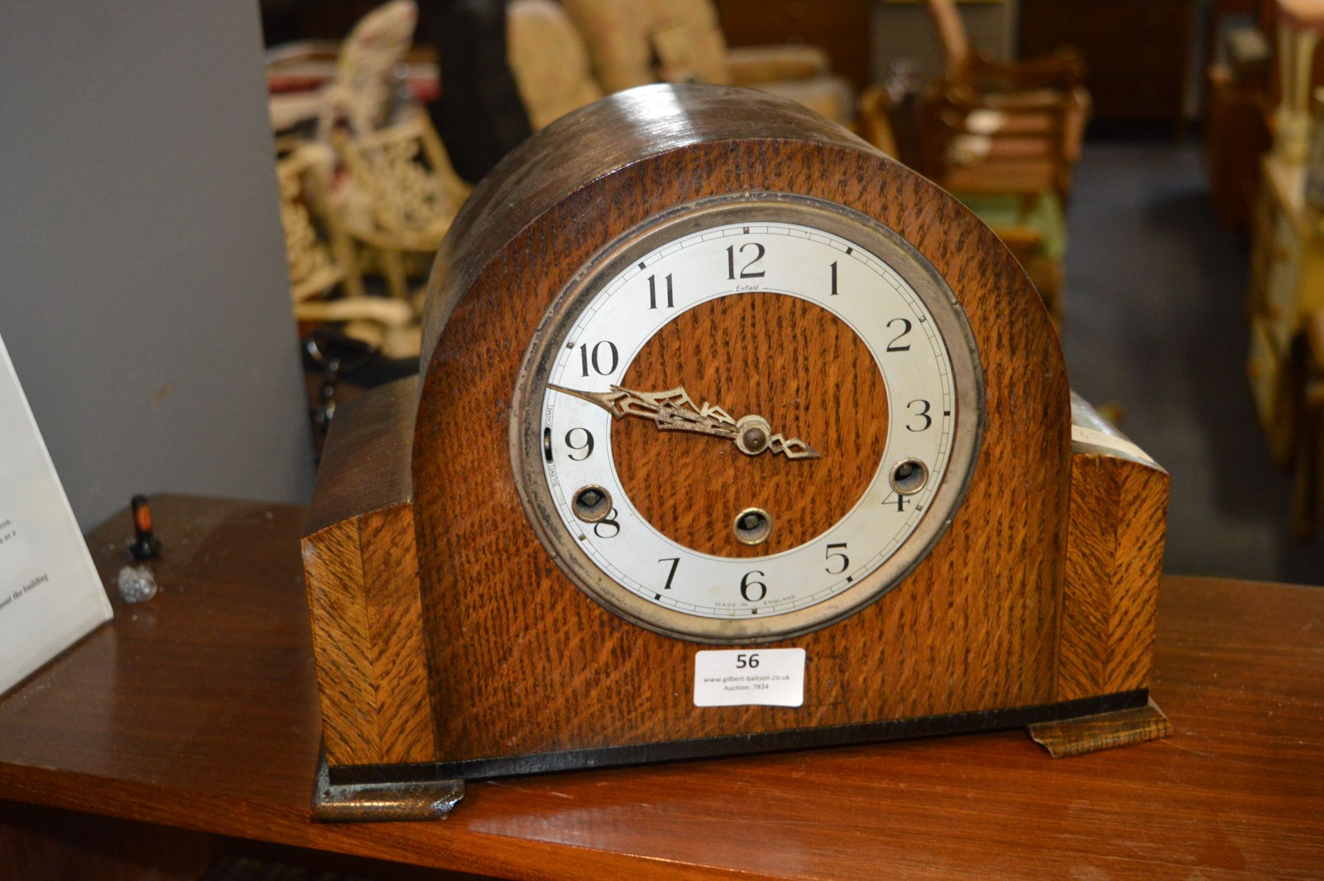 Oak Cased Mantel Clock with Westminster Chimes