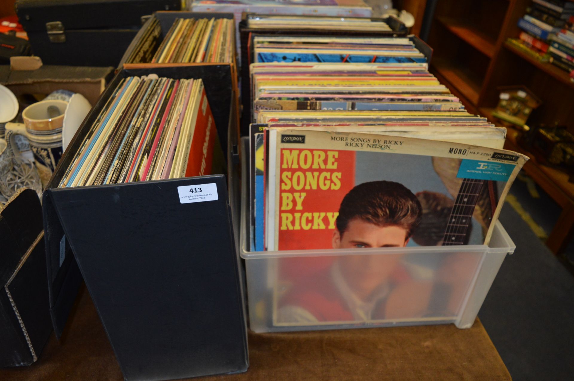 Large Collection of LP Records Including Four Carry Cases