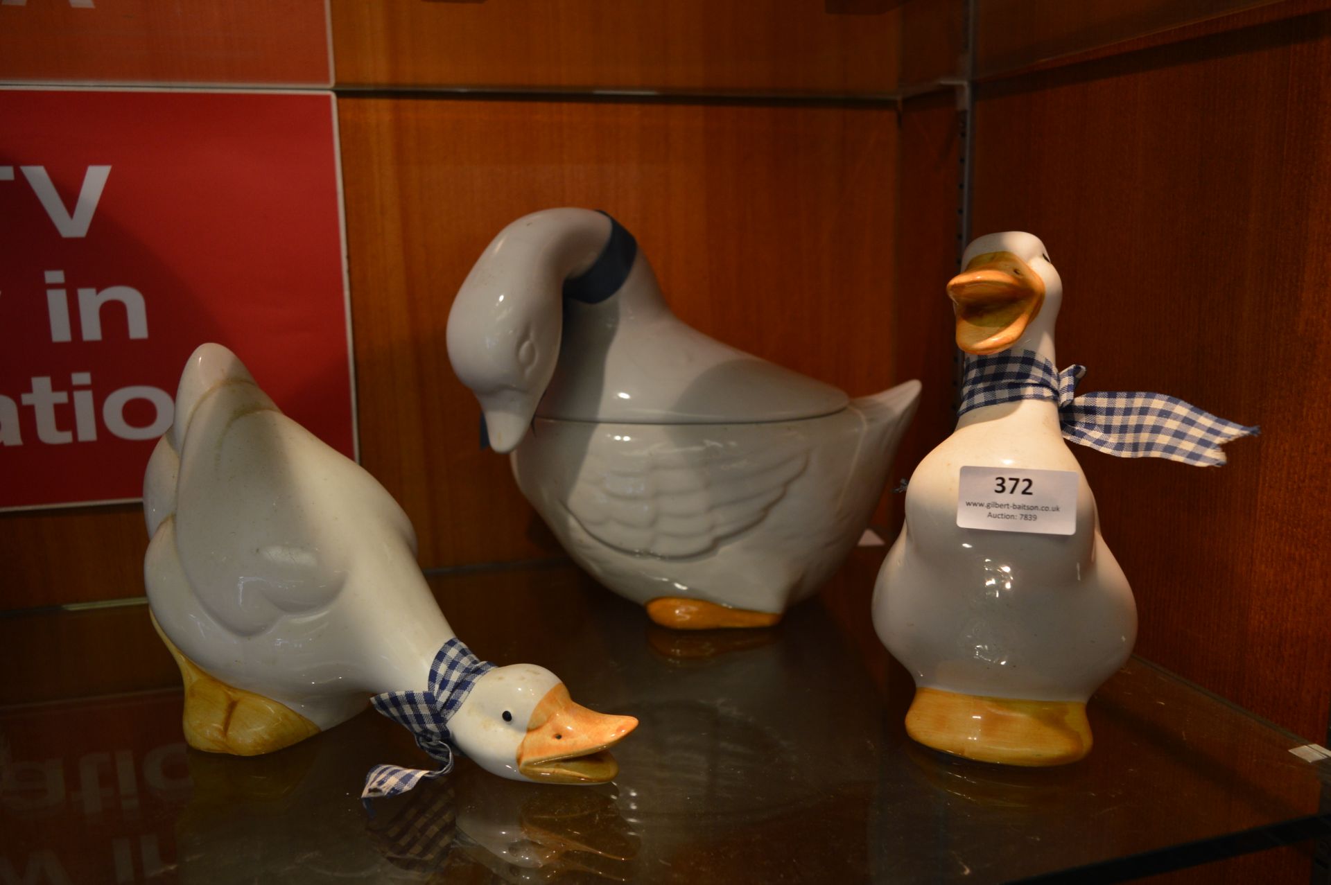Three Pottery Duck Ornaments