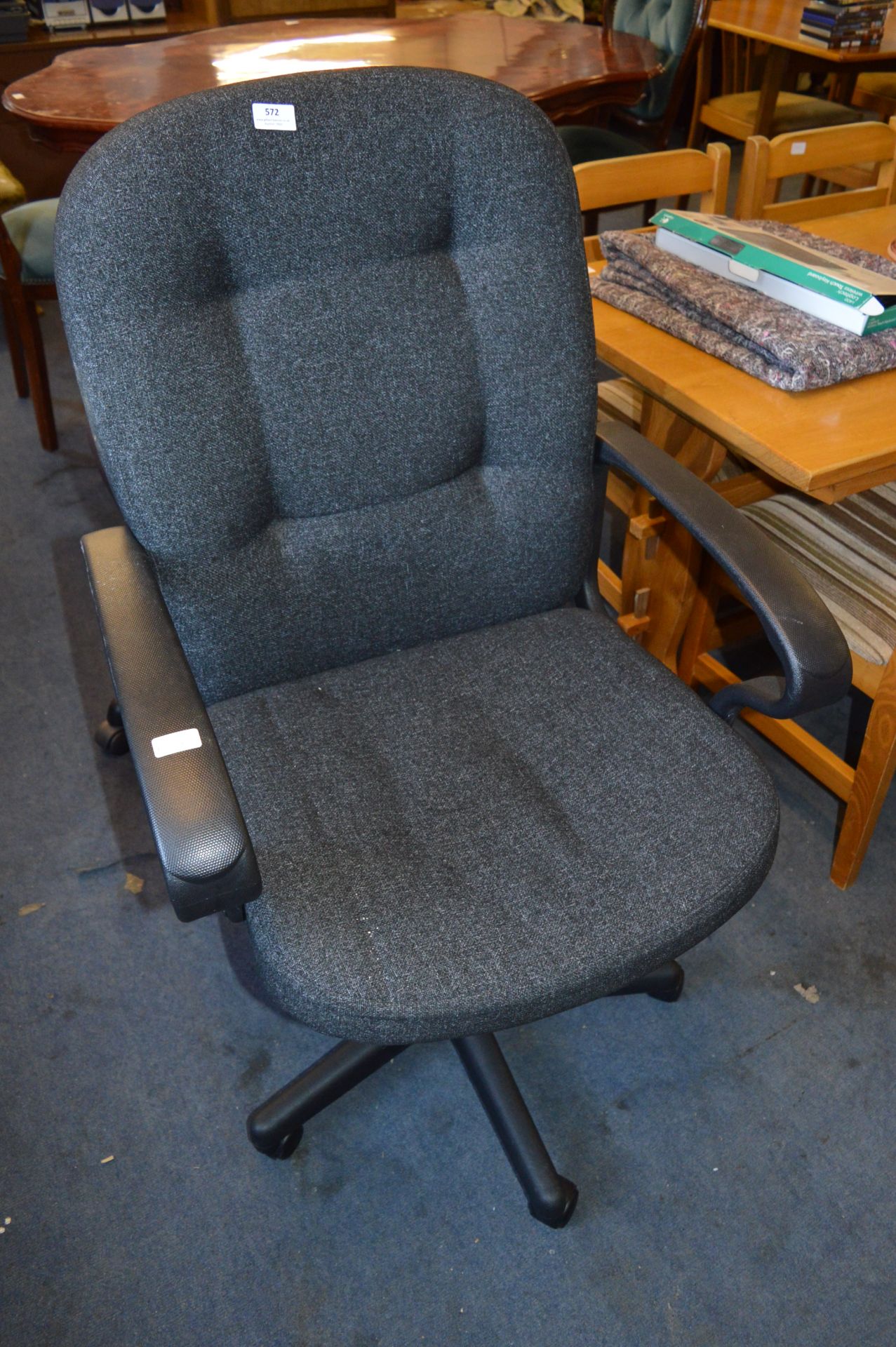 Grey Upholstered Swivel Office Armchair